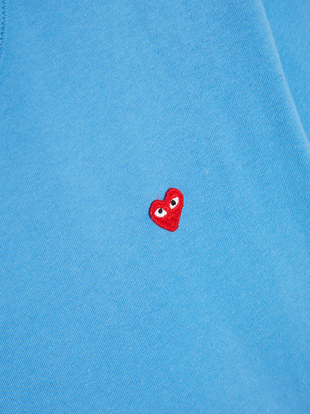 Men Small Red Heart T-Shirt, Blue