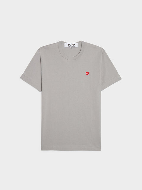 Men Small Red Heart T-Shirt, Grey