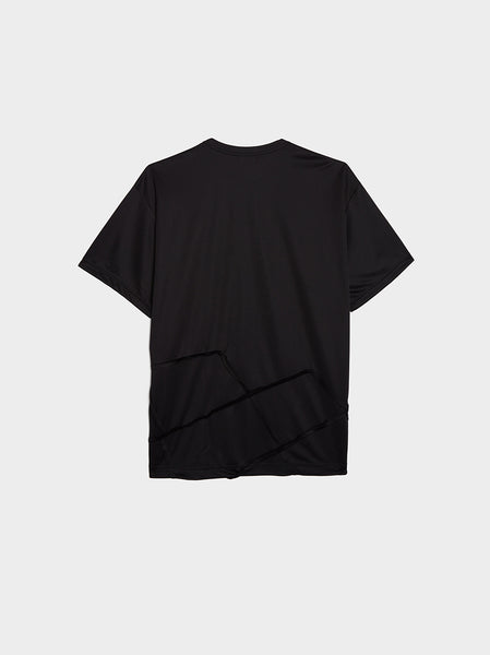 Poly Edged Panel Stitch Jersey T-Shirt, Black