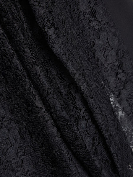 Raschel Lace Long Sleeve Shirt, Black