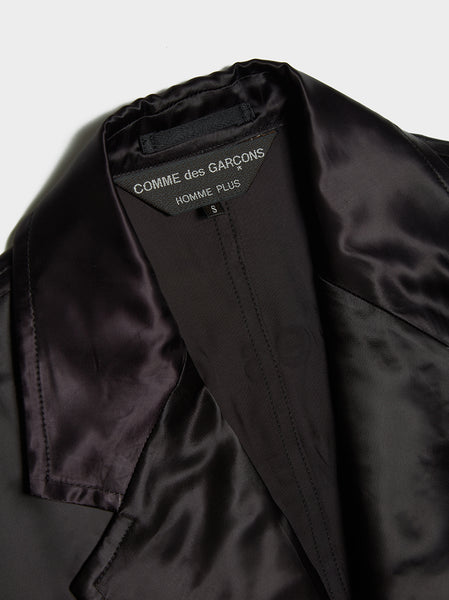 Cupra Satin Garment Print Coat, Black