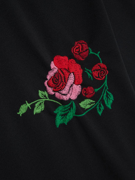 Jersey 3 Embroidery Pattern B T-Shirt, Black