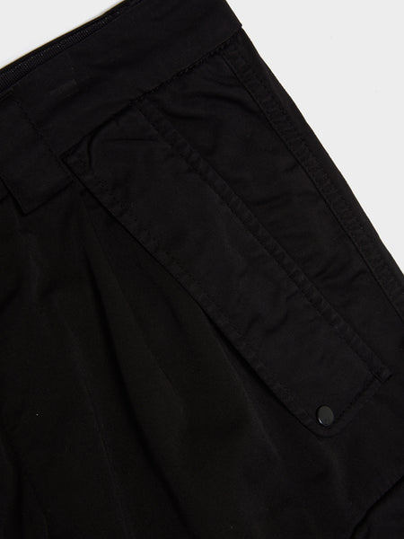 Stretch Sateen Loose Fit Cargo Pants, Black