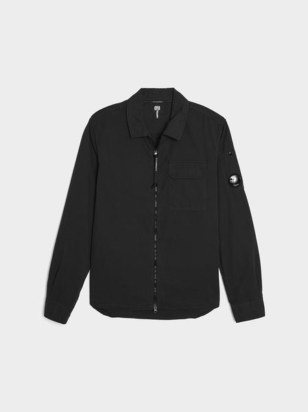 Gabardine Zipped Shirt, Black