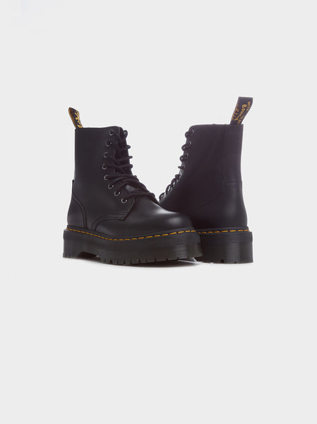 Jadon Smooth Leather Platform Boot, Black