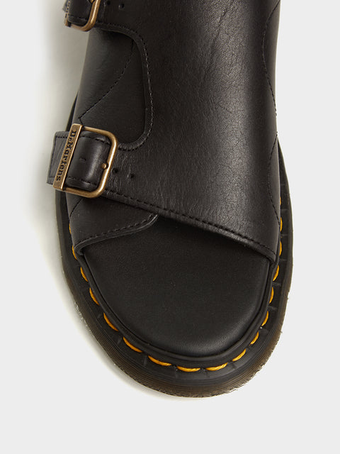 Dax Men's Leather Slide Sandals in Black