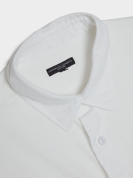Solid Cotton Flannel Work Shirt, White