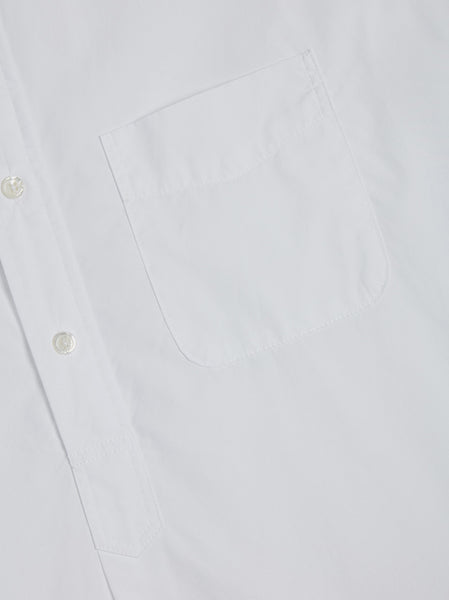 Banded Collar Long Shirt, White