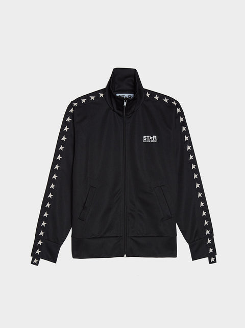 W Logo Star Zipped Track Jacket, Black / White