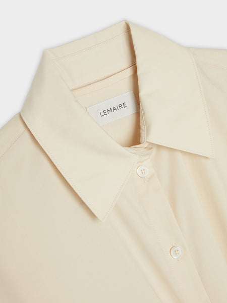W Straight Collar Twisted Dress, Cream