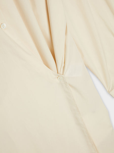 W Straight Collar Twisted Dress, Cream