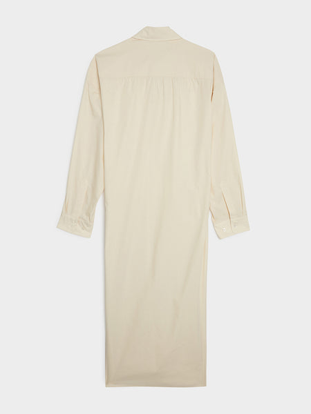W Straight Collar Twisted Dress, Cream