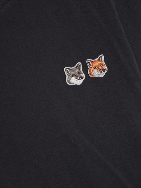Tee-Shirt Double Fox Head Patch, Anthracite