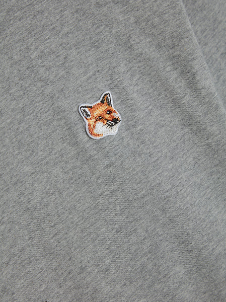 Fox Head Patch Regular Long-Sleeved Tee-Shirt, Grey Melange