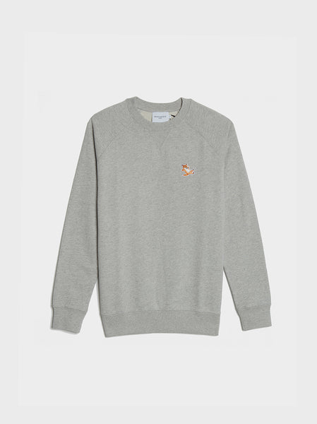 Chillax Fox Patch Classic Sweatshirt, Grey Melange