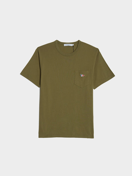 Tricolor Fox Patch Classic Pocket Tee-Shirt, Dark Khaki
