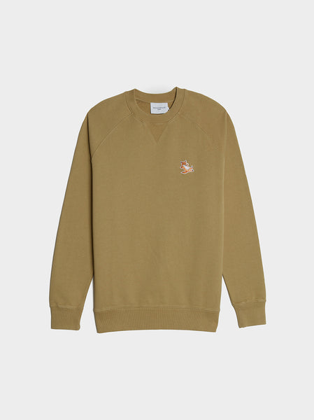 Chillax Fox Patch Classic Sweatshirt, Light Khaki