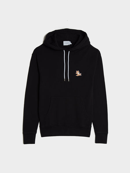 Chillax Fox Patch Classic Hoodie, Black