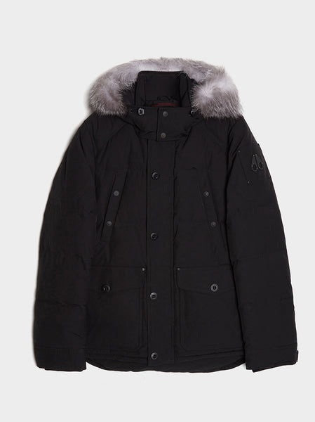 M Round Island Fur Jacket, Black / Frost