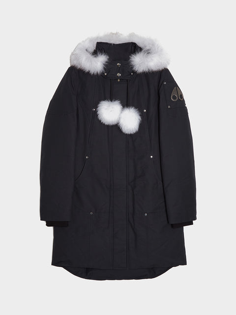 W Stirling Fur Parka, Navy / Natural