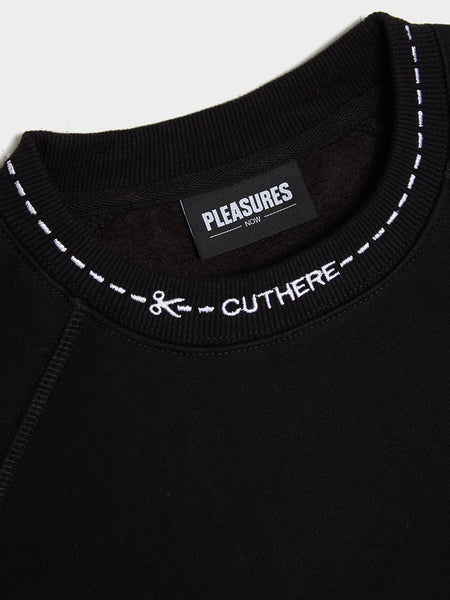Cut Here Raglan Crewneck, Black