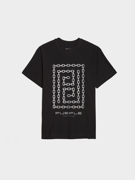 Textured Jersey SS Tee, Meander Chain Black