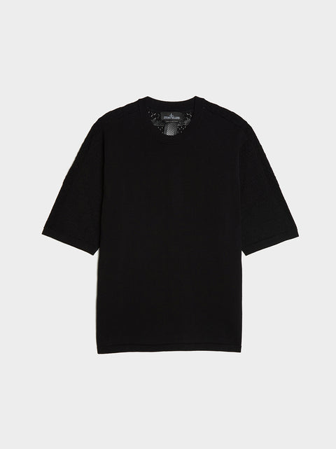 Japanese Aran SS Knit T-Shirt, Black