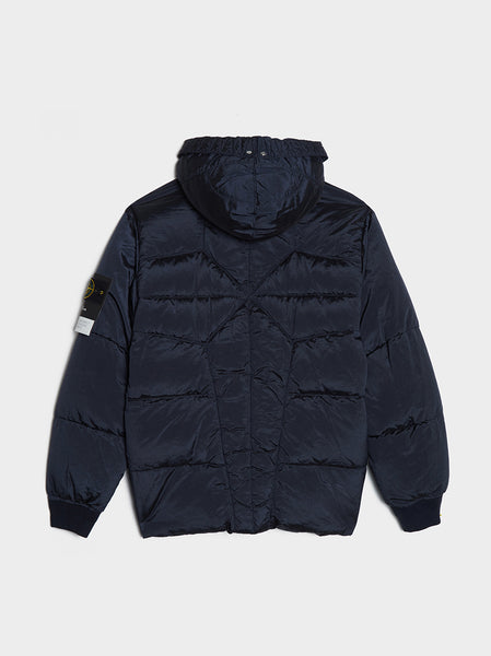 Hooded Down Jacket, Navy Blue