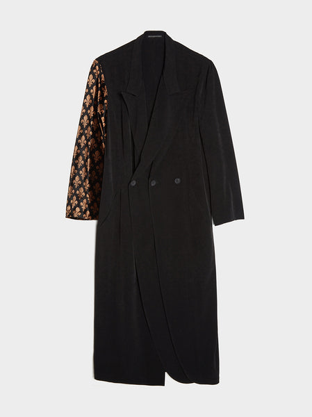 I-Lily Emb Sleeve Dress Coat, Black